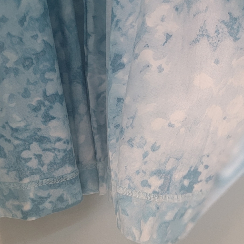 Talbots Floral Camoflauge Ocean Blue Butyon Front‎ Tie Dress Womens 10 Petite - Picture 3 of 13